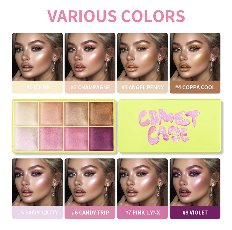 Blush Eyebrow Cream Highlighter Palette Matte Shimmer Makeup Cosmetics - 32