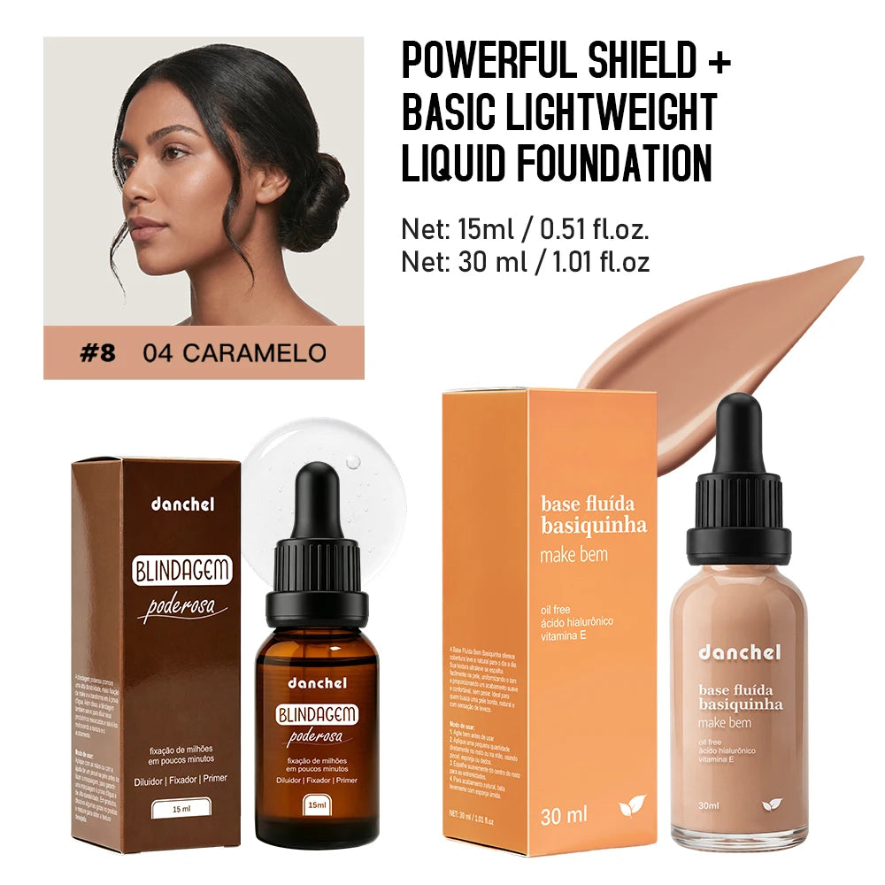 2pcs Waterproof Primer Serum and Liquid Foundation Makeup Set
