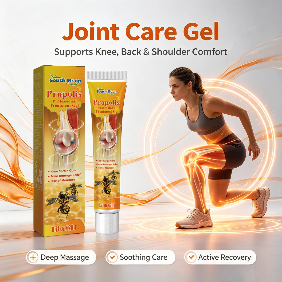 Propolis Joint Care Gel Soothing Massage Cream for Knees and Back