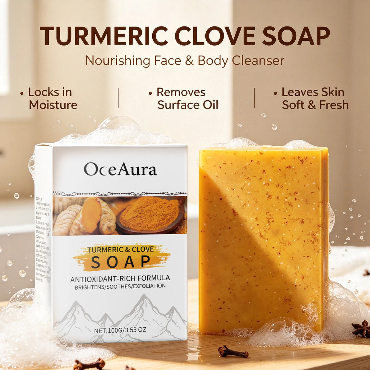 Turmeric Clove Soap Bar Exfoliating Face and Body Cleansing Bar