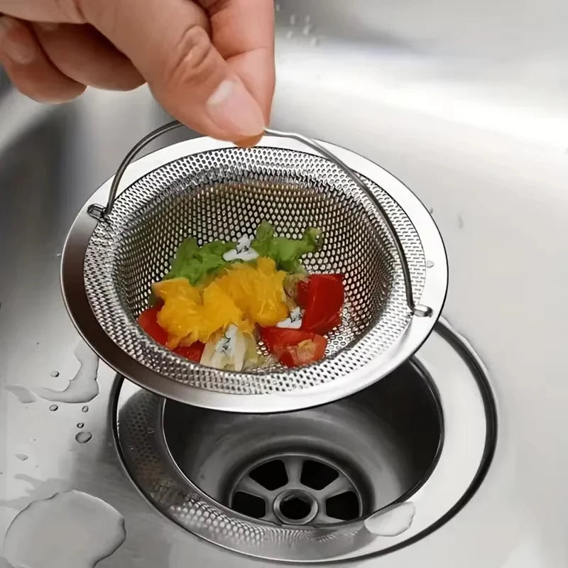 Stainless Steel Kitchen Sink Strainer and Drain Filter Basket with Handle