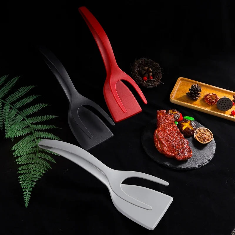 2-in-1 Silicone Kitchen Flipper and Food Tongs for Steak and Eggs - 9