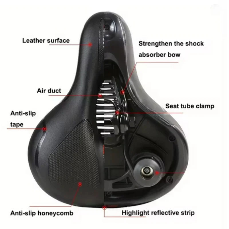 Comfortable MTB Bike Saddle with Integrated Safety Warning Tail Light - 2