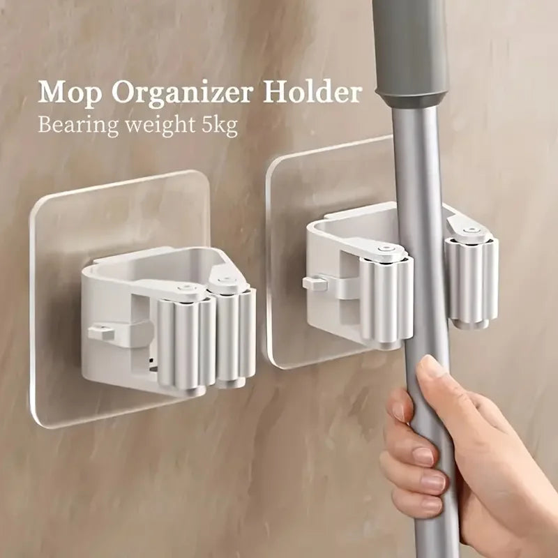 4 Pack Wall Mounted Mop Holder Organizer Bathroom Broom Storage Hook