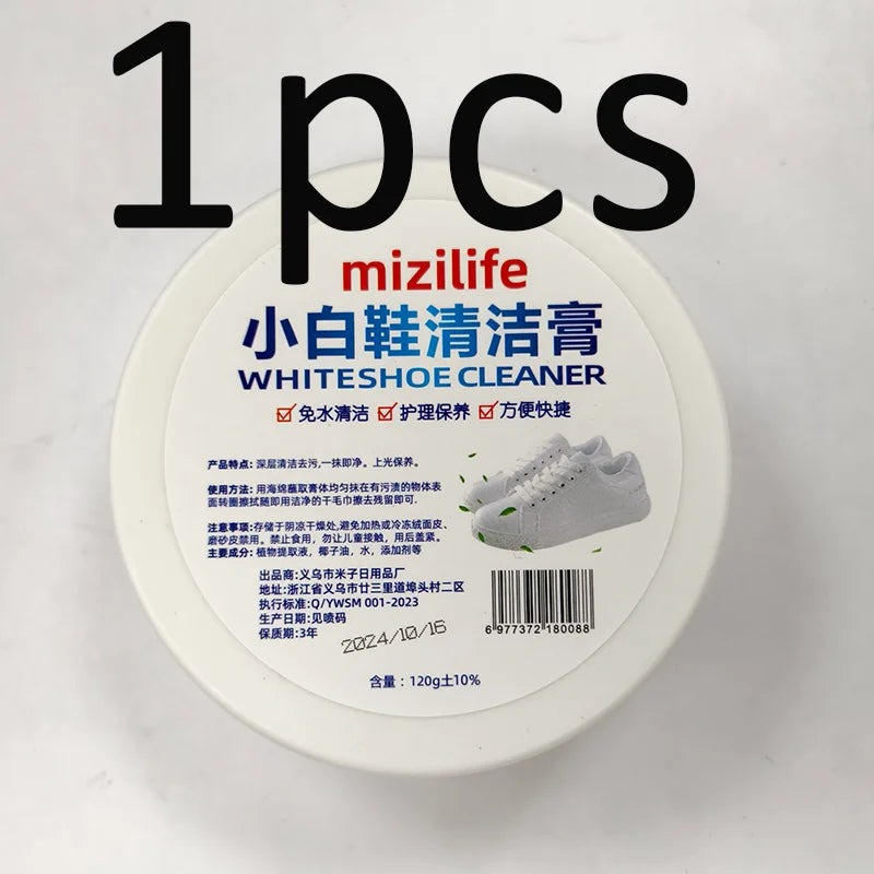 Multifunctional White Shoe Cleaning Cream Stain Remover with Sponge