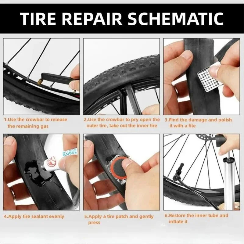 Bicycle Tire Repair Kit Compact Flat Tire Fix Puncture Patch Tool Set - 2