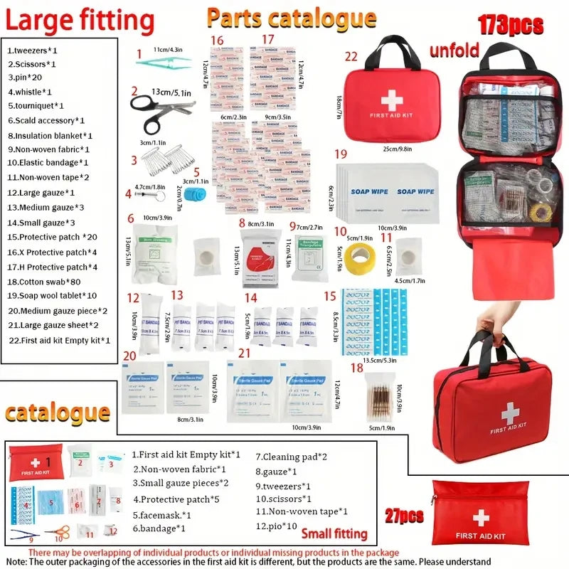 Portable First Aid Kit Emergency Trauma Bag for Car Home and Travel