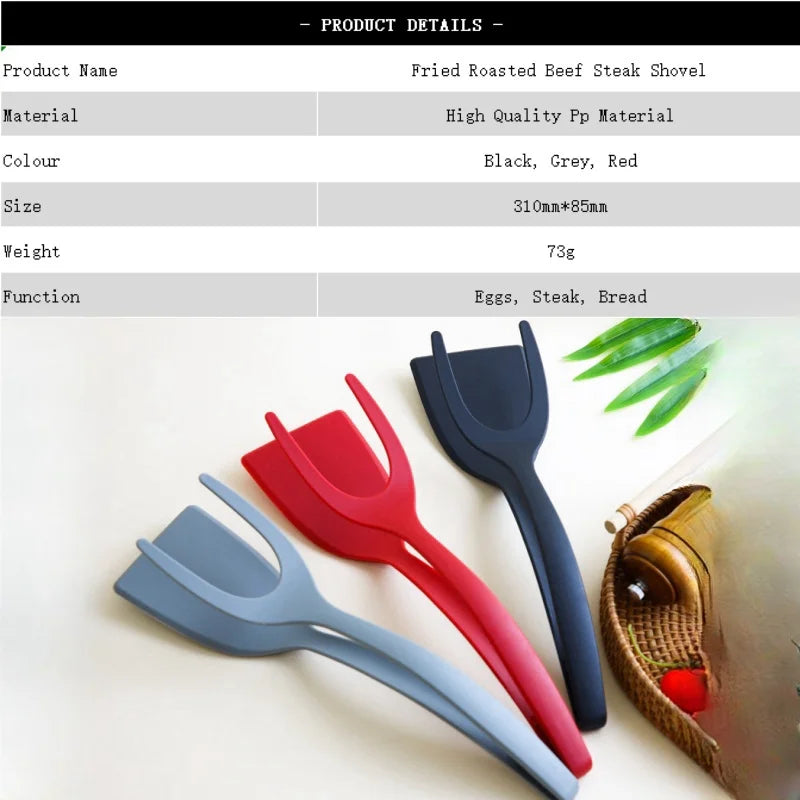 2-in-1 Silicone Kitchen Flipper and Food Tongs for Steak and Eggs - 2