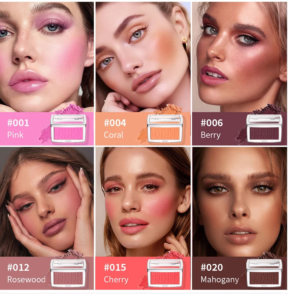 Matte Embossed Blush Palette Rosy Facial Blusher Powder