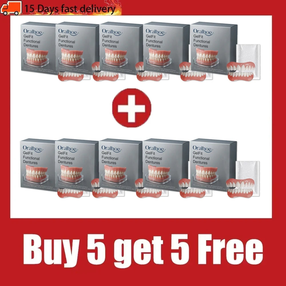 Silicone Dentures False Teeth Full Set Temporary Fit - 10