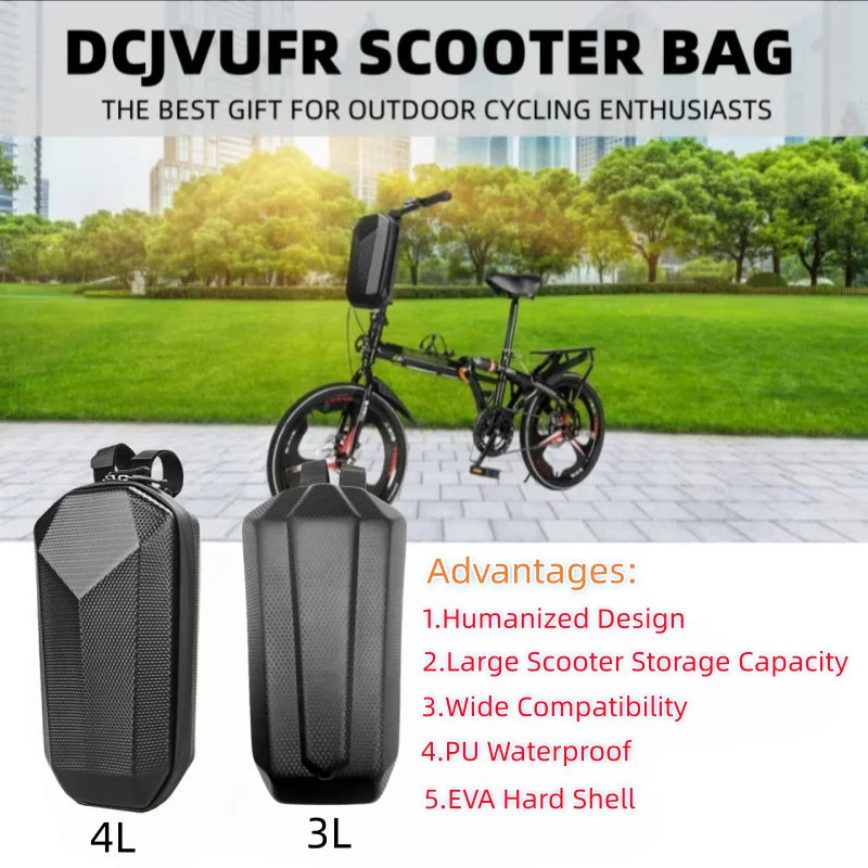 Waterproof Electric Scooter Bag Hard Shell Handlebar Storage Pouch 3L 4L - 1