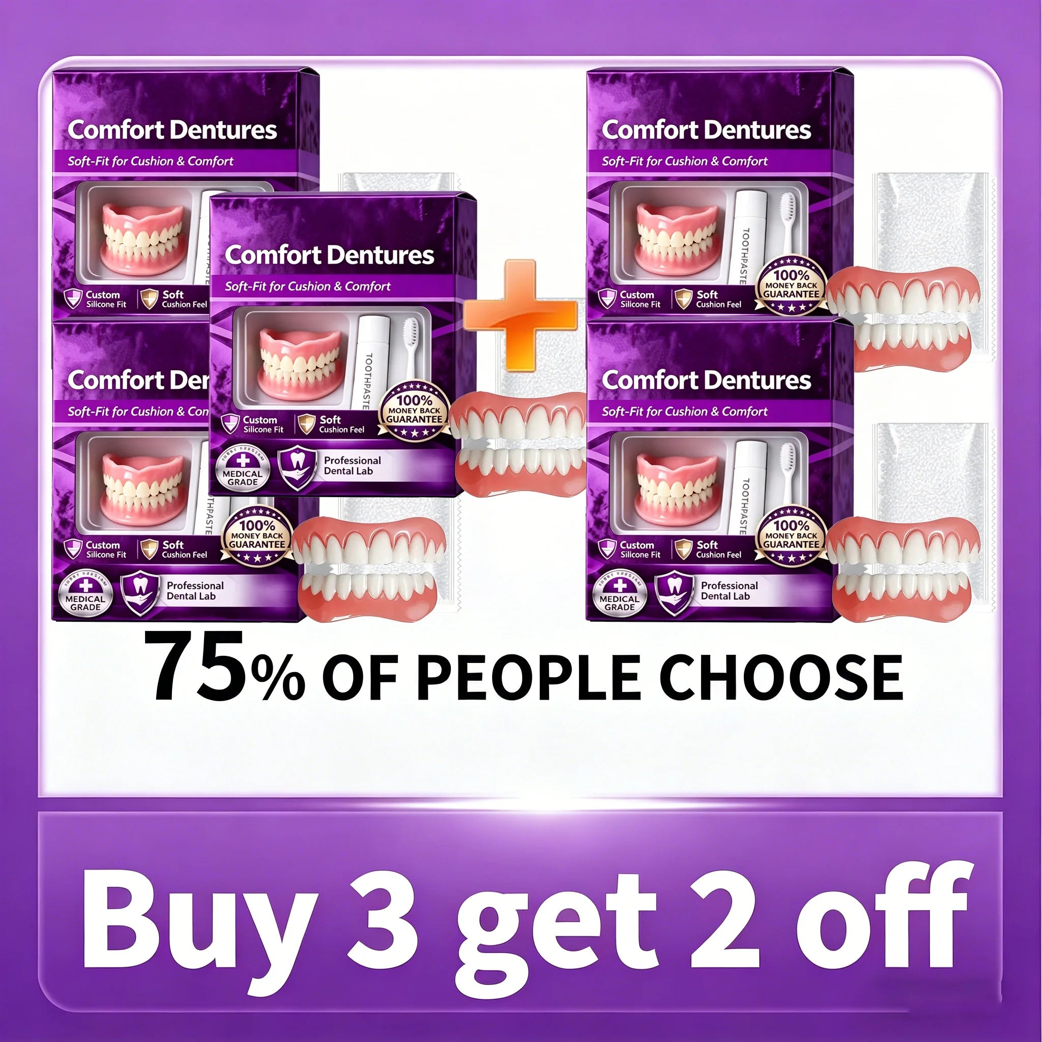 Soft Silicone False Teeth Upper And Lower Cosmetic Dentures - 15