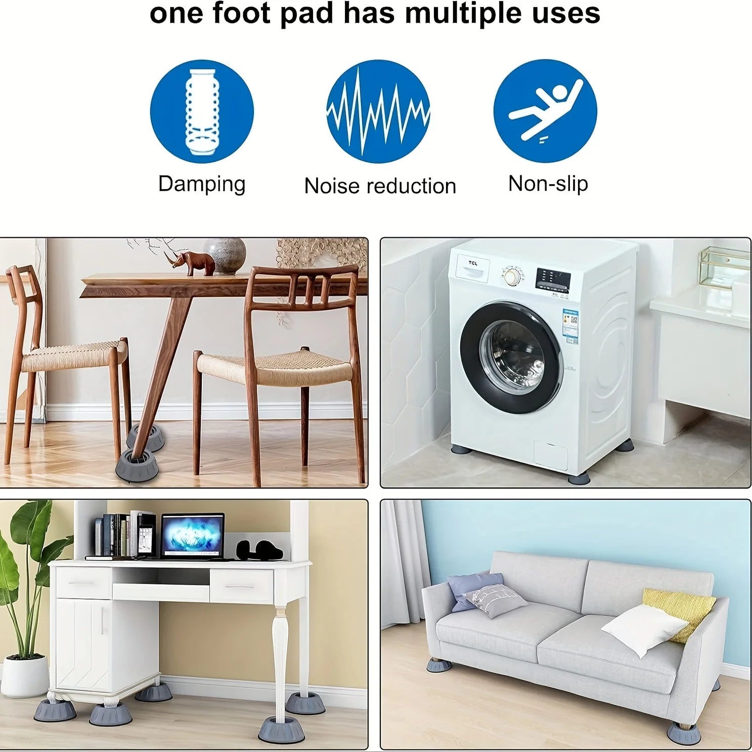 12PCS Anti Vibration Pads Washing Machine Feet Stabilizer Raiser Mat