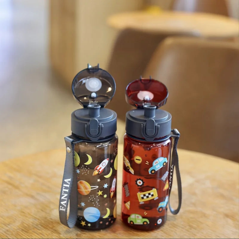 400ml 3D Cute Pattern Water Bottle Portable Sports Flask with Strap