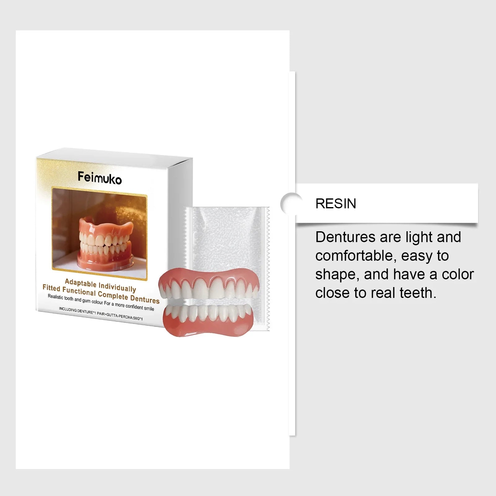 Denture Silicone Kit Soft Liners Upper And Lower Teeth Set - 4