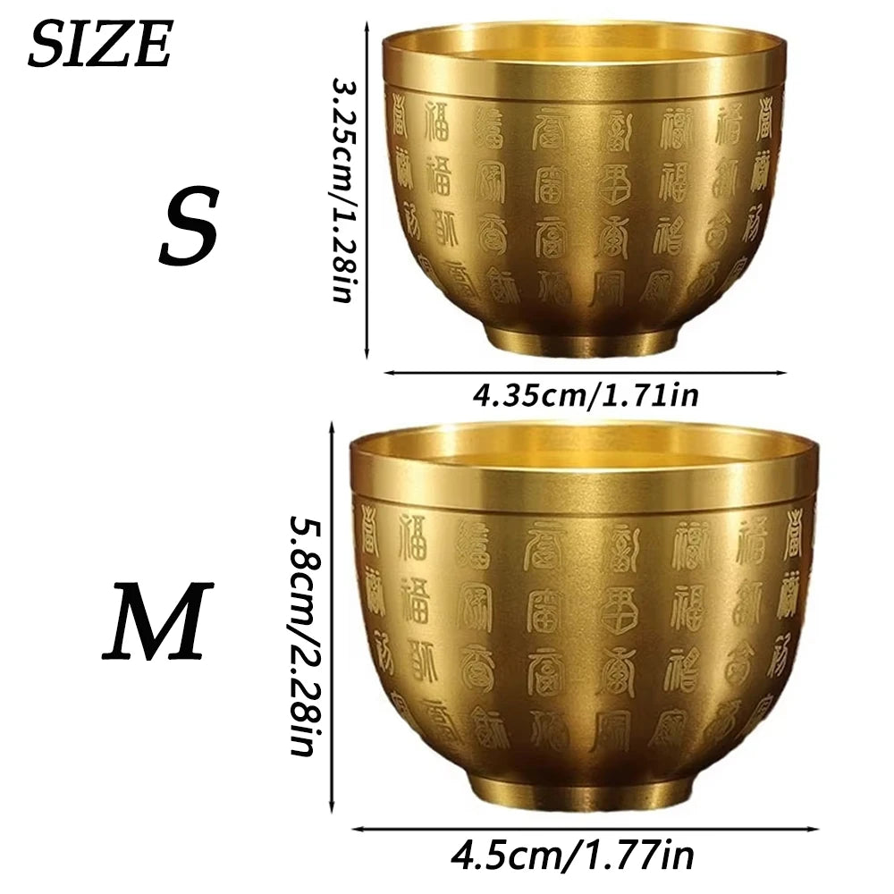 Hundred Blessings Copper Cup Wealth Luck Ornament Desktop Gift Set