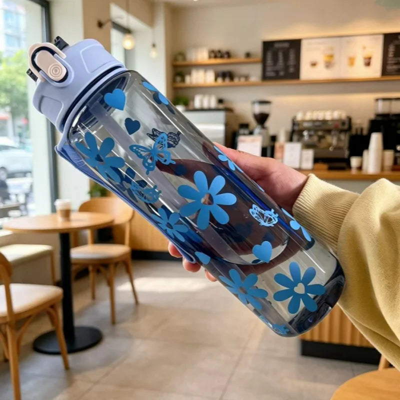 800ml Sports Water Bottle Motivational Fitness Cup with Time Marker