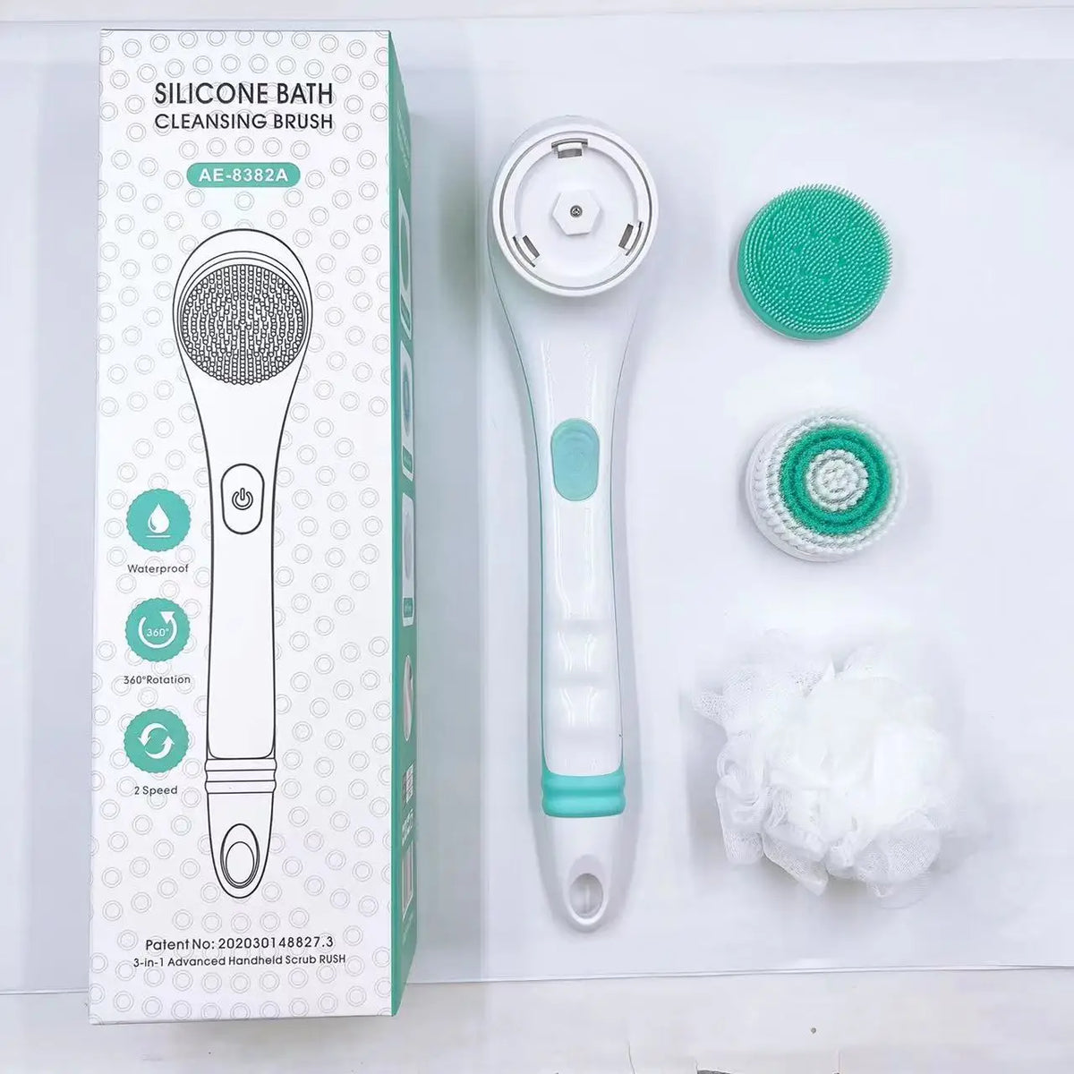 3 in 1 Waterproof Long Handle Body Brush Exfoliating Back Scrubber