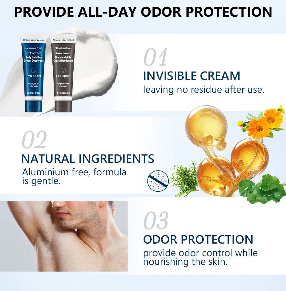Body Deodorant Cream 72H Odor Protection Invisible Antiperspirant - 9