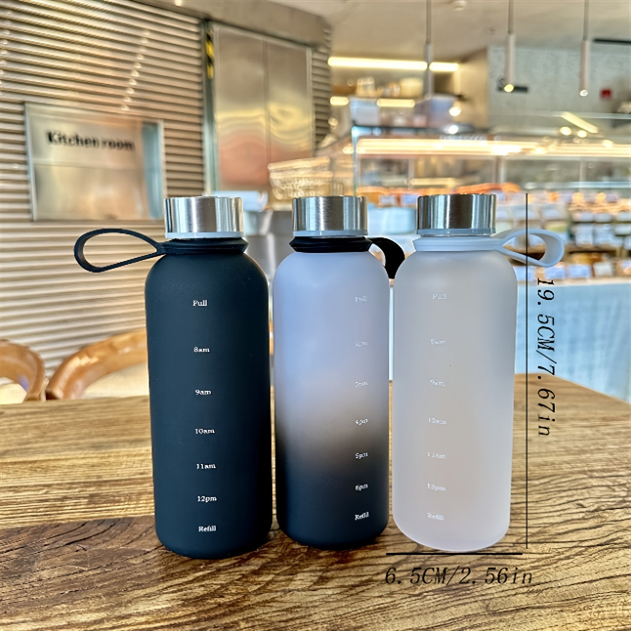 550ml Gradient Water Bottle Portable Sports Cup with Time Marker