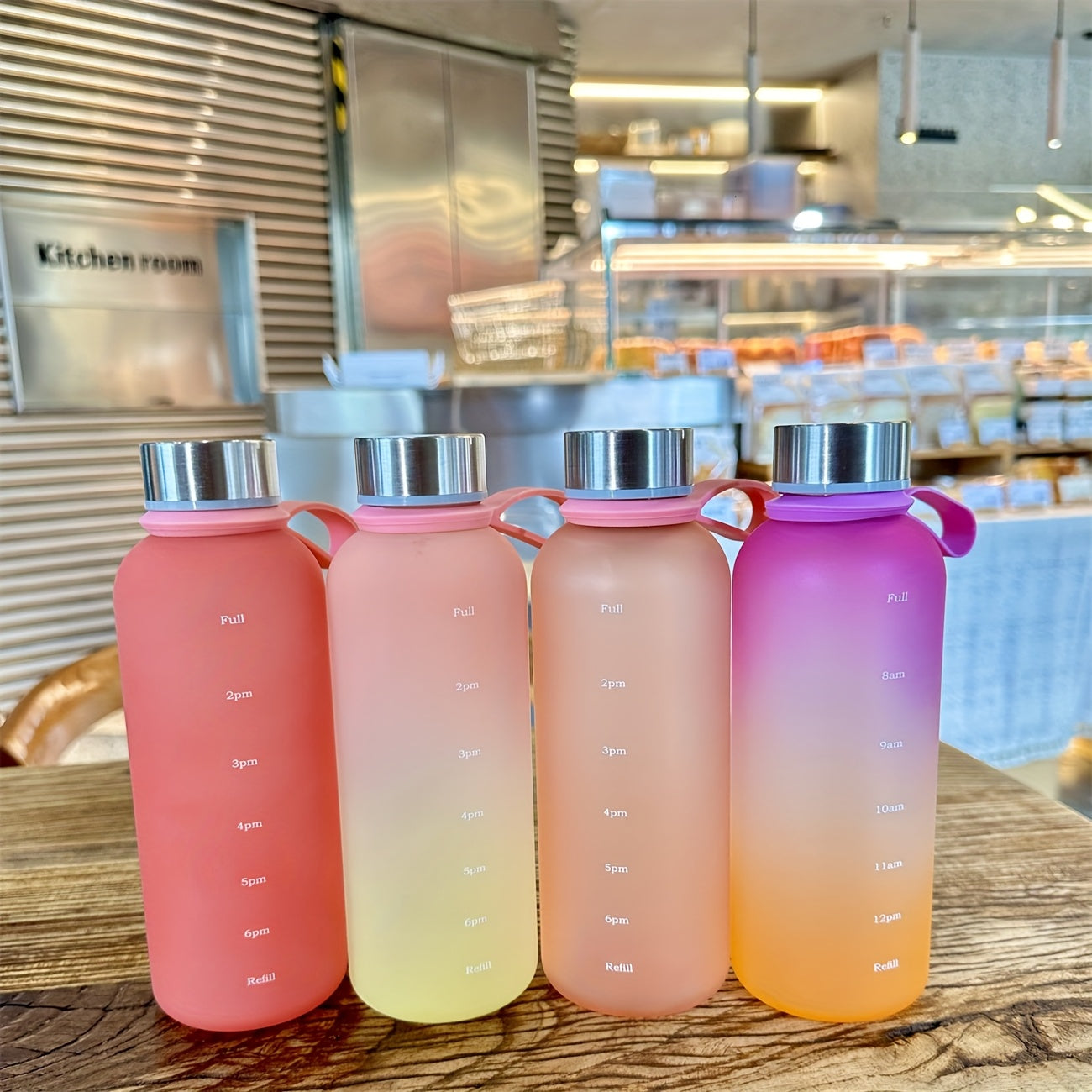 550ml Gradient Water Bottle Portable Sports Cup with Time Marker - 9